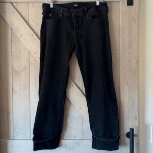 Hudson Jeans Ginny Crop Straight Cuff Flap Pockets Black EUC Womens 32